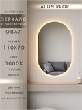 Зеркало настенное 110х70 см. теплый свет 3000К овальное с подсветкой М6 ALUMIRROR М6_110x70_BL_CTRL_бесконтактный_сенсор_LIGHT_теплый