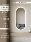 Зеркало настенное 120х50 см. сенсорное овальное с подсветкой М6 ALUMIRROR М6_120x50_BL_CTRL_сенсор_LIGHT_TUNABLE