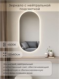 Зеркало настенное 120х60 см. нейтральный свет 4500К овальное с подсветкой М6 ALUMIRROR М6_120x60_BL_CTRL_бесконтактный_сенсор_LIGHT_нейтральный