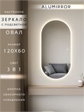 Зеркало настенное 120х60 см. сенсорное овальное с подсветкой М6 ALUMIRROR М6_120x60_BL_CTRL_сенсор_LIGHT_TUNABLE