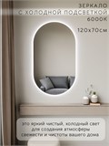 Зеркало настенное 120х70 см. холодный свет 6000К овальное с подсветкой М6 ALUMIRROR М6_120x70_BL_CTRL_бесконтактный_сенсор_LIGHT_холодный