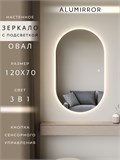 Зеркало настенное 120х70 см. сенсорное овальное с подсветкой М6 ALUMIRROR М6_120x70_BL_CTRL_сенсор_LIGHT_TUNABLE