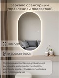 Зеркало настенное 120х70 см. сенсорное овальное с подсветкой М6 ALUMIRROR М6_120x70_BL_CTRL_сенсор_LIGHT_TUNABLE