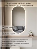 Зеркало настенное 140х70 см. сенсорное овальное с подсветкой М6 ALUMIRROR М6_140x70_BL_CTRL_сенсор_LIGHT_TUNABLE