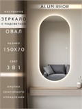 Зеркало настенное 150х70 см. сенсорное овальное с подсветкой М6 ALUMIRROR М6_150x70_BL_CTRL_сенсор_LIGHT_TUNABLE