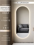 Зеркало настенное 170х70 см. сенсорное овальное с подсветкой М6 ALUMIRROR М6_170x70_BL_CTRL_сенсор_LIGHT_TUNABLE